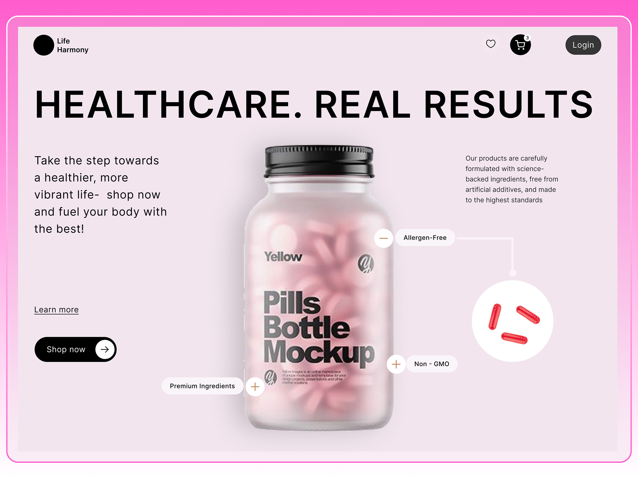 Health Care E-Commerce Hero Section 3d agency animation app branding design e commerce flat graphic design icon illustration logo minimal motion graphics typography ui ux vector web website