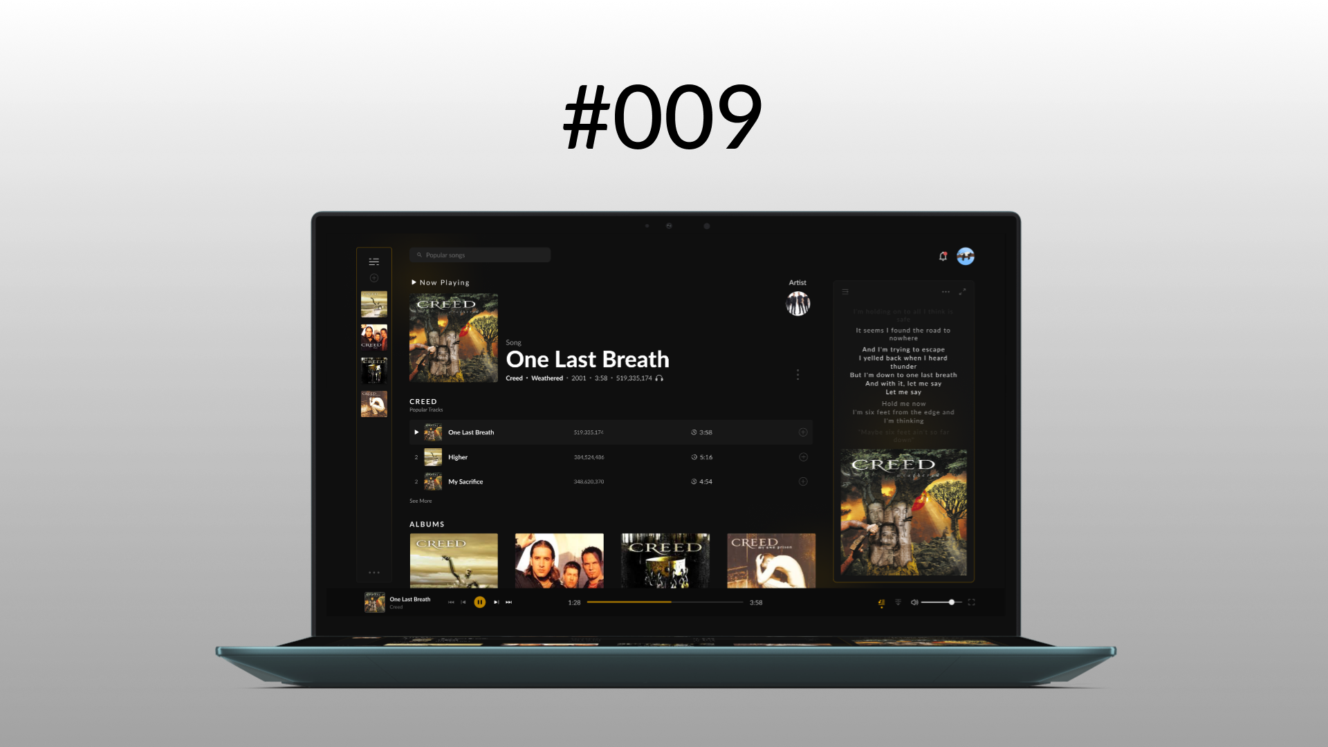 Music Player #DailyUI #009 #KinWebb design frontend homepage kinwebb minimalist music player ui web design