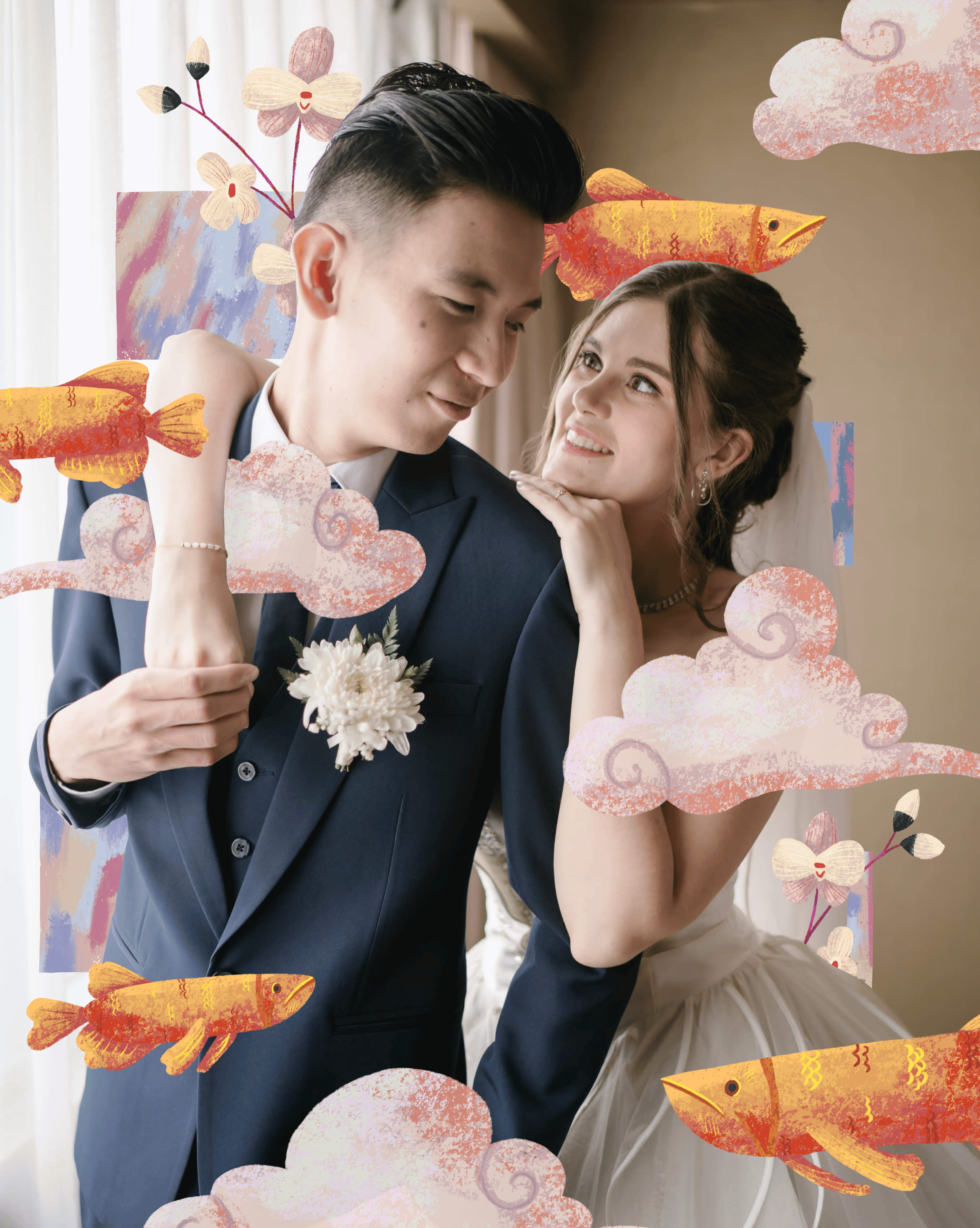Couples illustrations canva digital illustration illustration mariage mix media procreat wedding wedding illustration