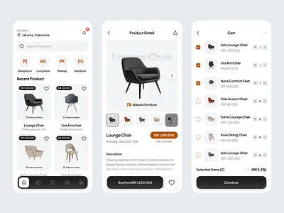 Nakara Furniture - Mobile App Design app app design chair design furniture mobile salung spark pixel ui ui design ui ux