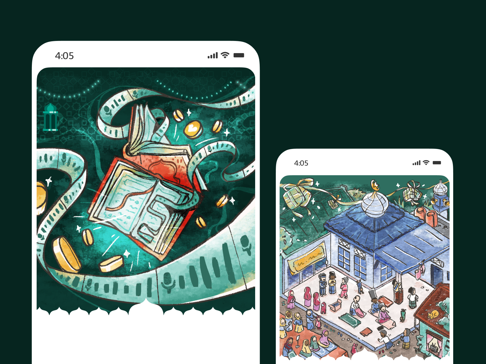 🕌 Ramadhan & Eid Fitr background design digital drawing eid fitr festive gradient illustration isometric lebaran quran seasonal ui vector