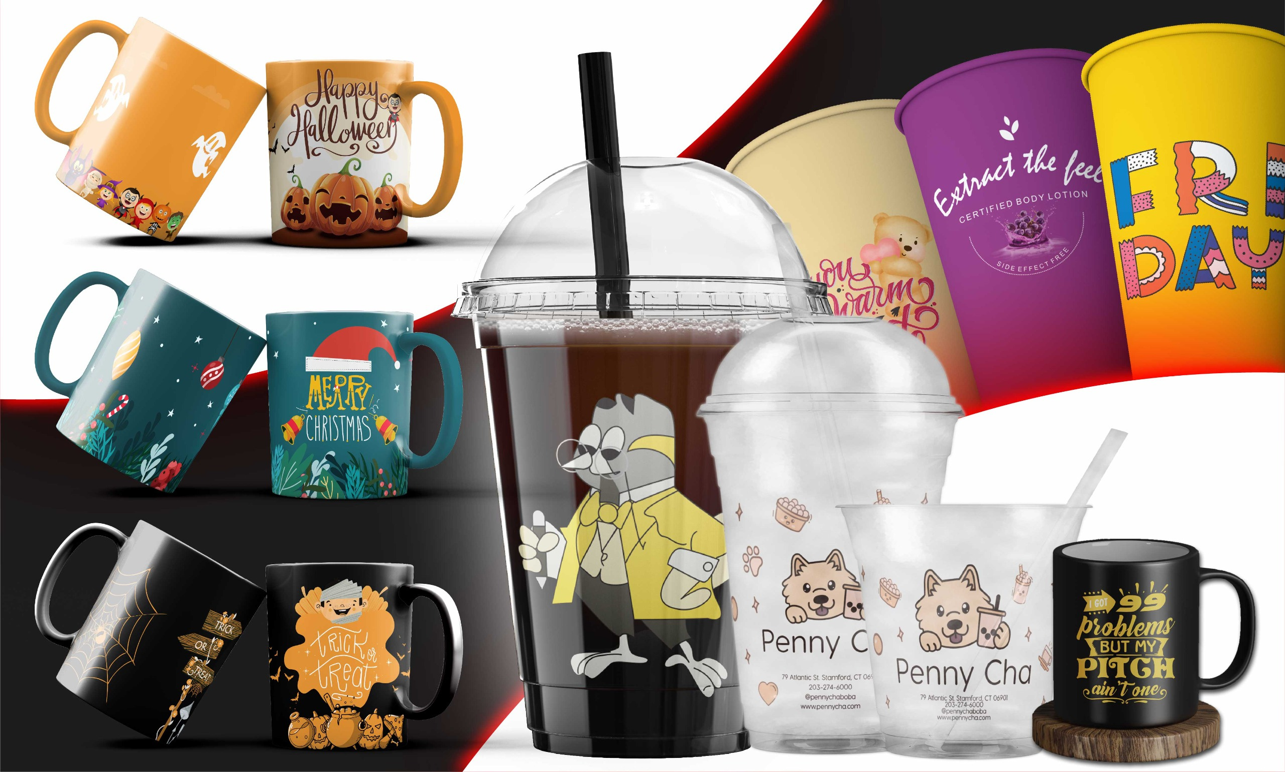 Example of Custom Mug, Coffee Cup & Apparel Design