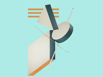 Linear Composition - 3D Composition 3d 3d art 3d art work 3d cylinder 3d design 3d geometric shapes 3d shapes 3d triangle abstract art blue palette clean lines geometric composition geometric fusion geometric shapes minimalism minimalistic design modern art triangle