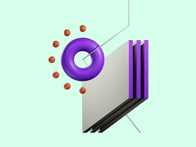 Intersecting Forms - 3D Composition 3d 3d abstract art 3d art 3d design 3d model 3d render 3d shapes 3d visual abstract art clean design donut shaped geometric forms3d shapes minimalist art minimalist elements modern art playful composition purple purple shapes rectangles