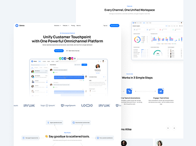 SaaS Omnichannel Software Landing Page UI app design branding dailyui dashboard design figma graphic design illustration landing page logo minimalism modern product design saas typography ui uiux user experience user interface ux