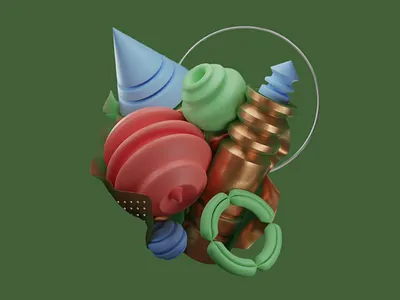 3D Vibrant Geometric Collection 3d 3d art 3d art work 3d cone 3d geometric shapes 3d model 3d render 3d shapes 3d sphere 3d visual abstract abstract shapes colorful colorful geometry creative dark green background dynamic geometric shapes graphic design modern art