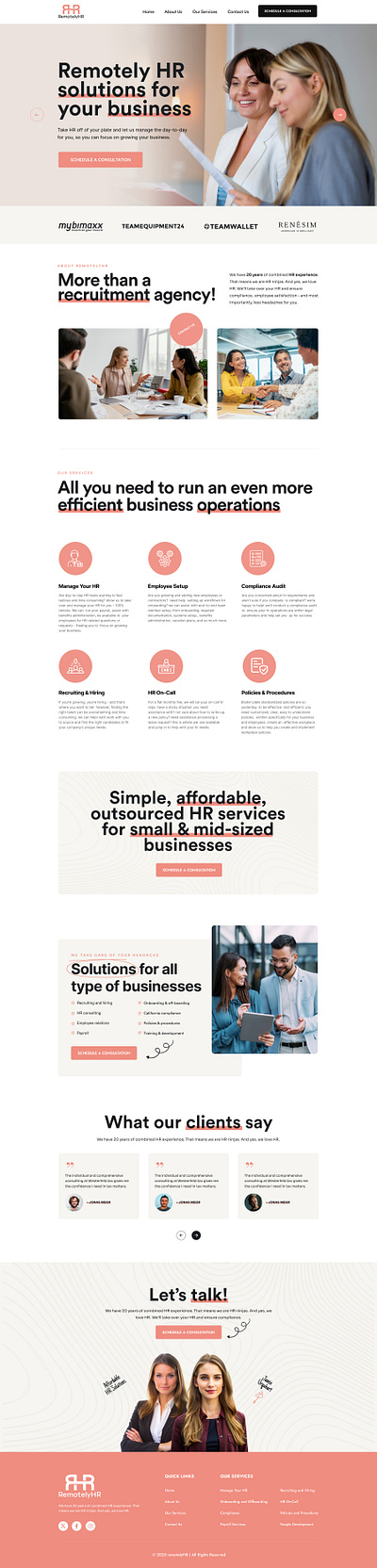 Remotely HR Website Design branding figma graphic design hr hr on call hr services landing page design landingpage phtoshop recruitment agency recruitment hiring recruitment services remotely services solutions typography ui uiux website design