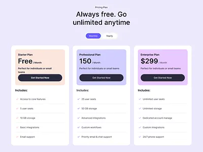 Simple Pricing for Ambitious Creators card design clean pricing creative ui dashboard ui figma pricing minimal ui modern pricing monthly plan ui pricing block pricing layout pricing table pricing ui responsive card subscription ui ui design ux design web app design web ui