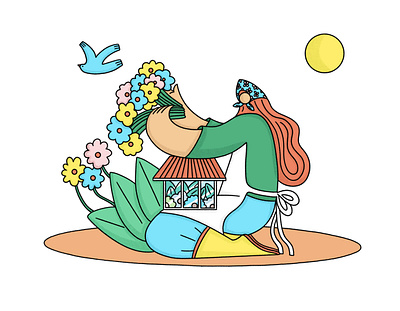 Flower Shop Owner 2d cartoon character design editorial flowers garden illustration procreate shop shop owner