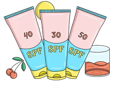 SPF 2d abstract cartoon editorial illustration procreate product spf
