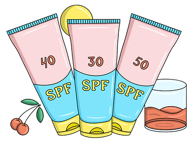 SPF 2d abstract cartoon editorial illustration procreate product spf