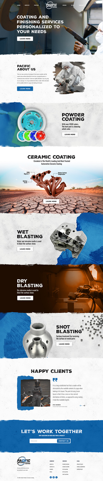 Pacific Powder & Ceramic Coating Website branding ceramic coating graphic design landingpage powder coating shopify development shopify website design shopify website services ui website wet blasting
