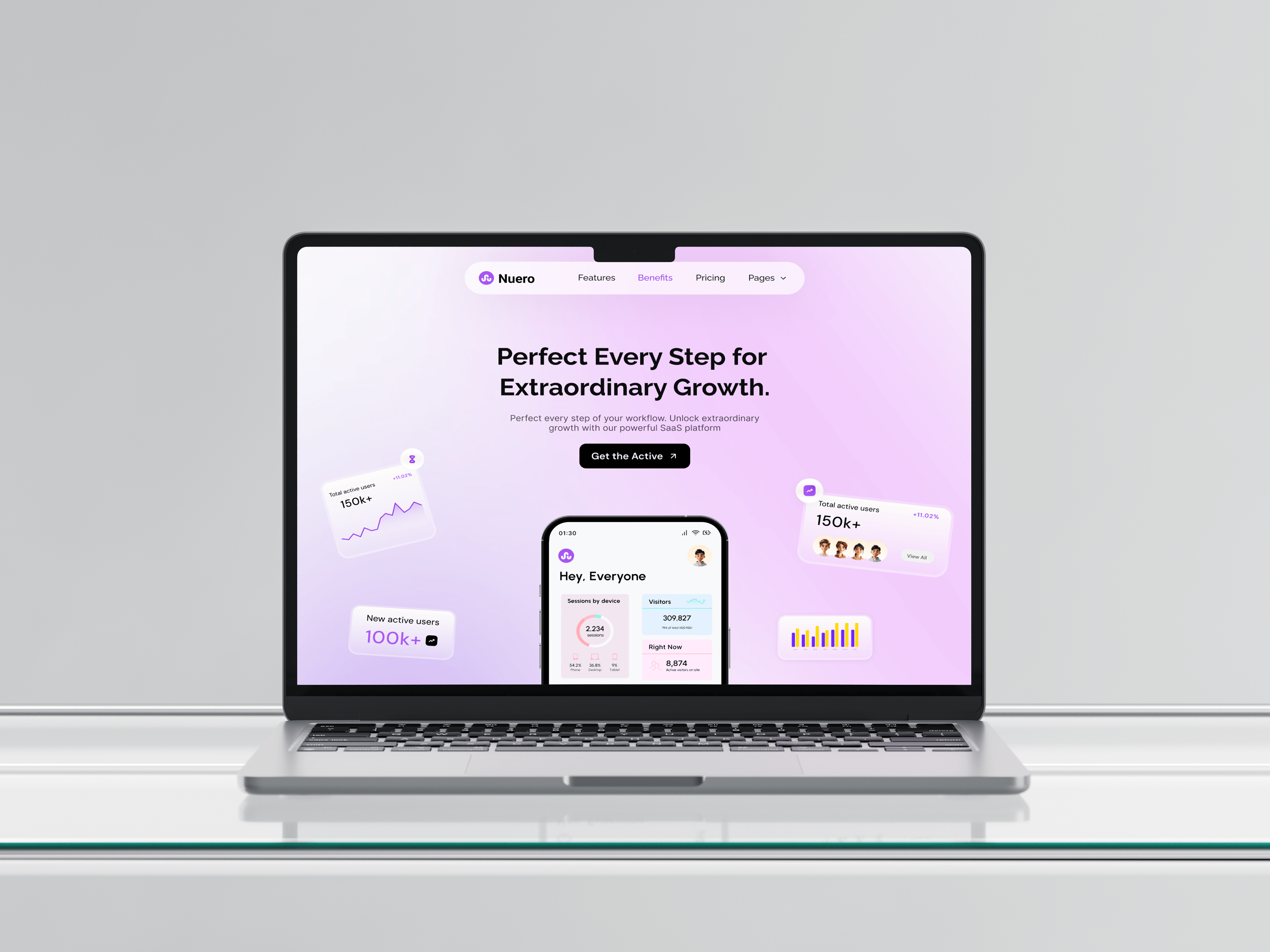 NueroFintech - Saas Templates fintech illustration landing page mordern design nuero saas purple saas templates saas template saas templates ui ui design ux website website templates
