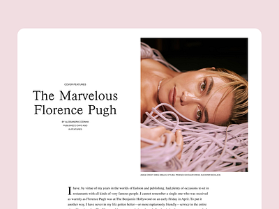 Concept: Article Page (Who What Wear x Florence Pugh) article clothing design fashion florence pugh interview marvel ui ui design ux ux design woman