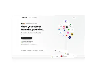 Website for a Career Growth Company hero section landing page ui ux web website
