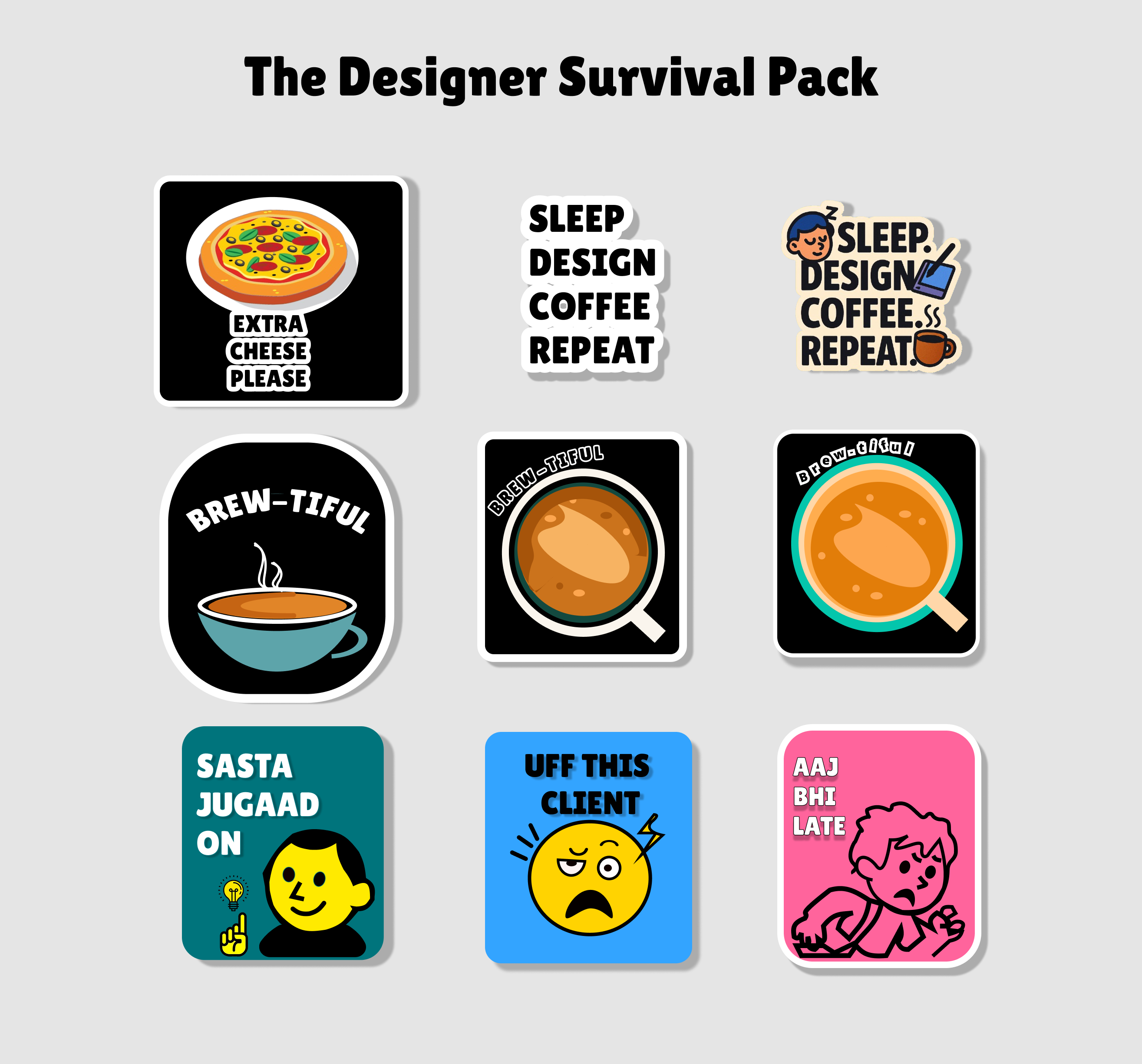 Sticker pack for all of us living the “designer” life 😩☕🎨 graphic design sticker visual design