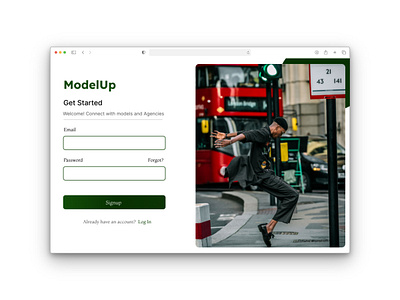 ModelUp Login Page branding graphic design ui