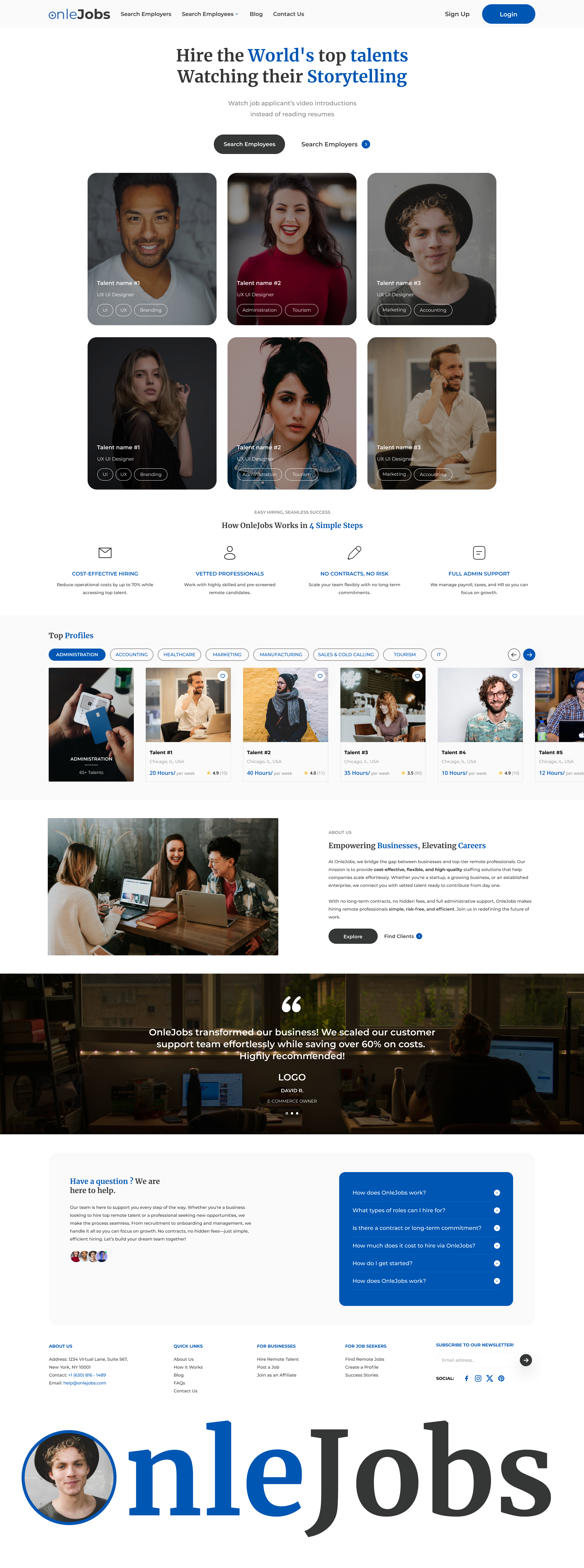 OnleJobs Landing Page 3d animation branding graphic design ui website