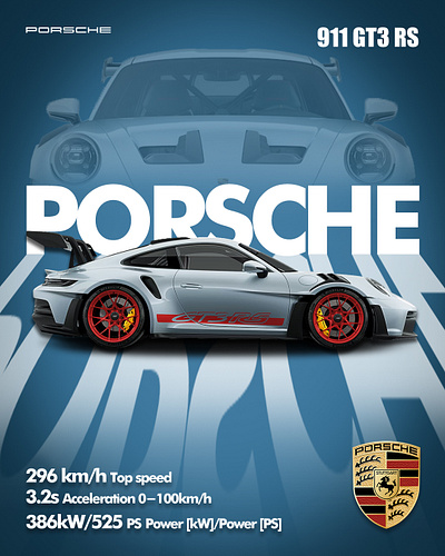 "PORSCHE 911 GT3 RS - Poster Design" adobe artist automobile car design graphic design graphicdesigner porsche poster