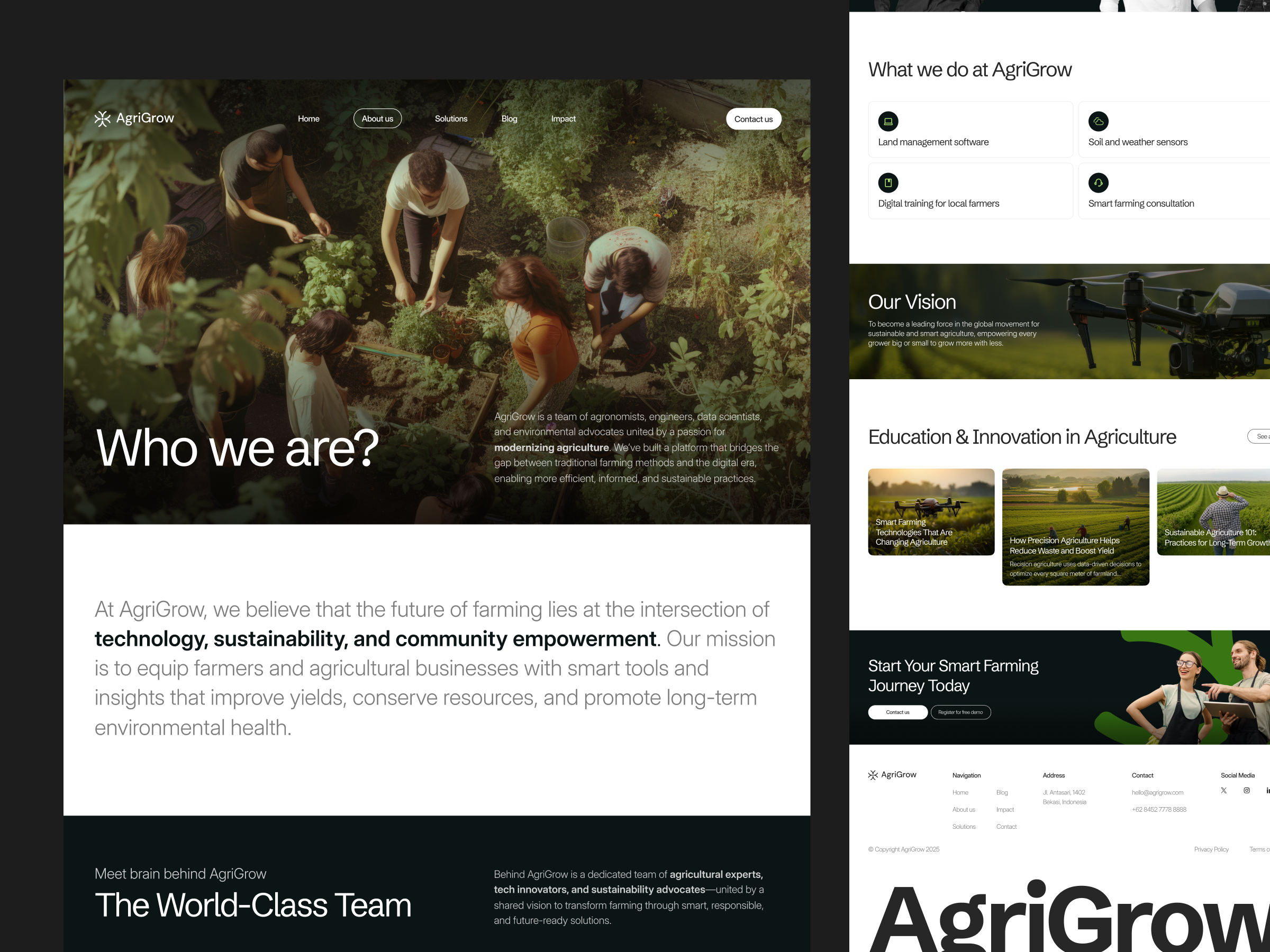 AgriGrow - About Page about page agriculture clean green landing page team ui uiux website world class
