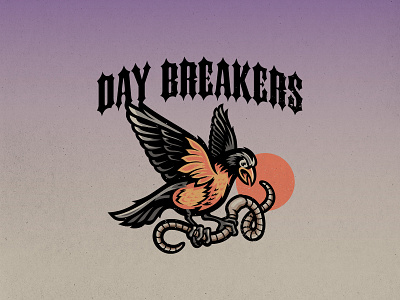 Day Breakers branding design graphic design illustration illustrator logo robin vector worm