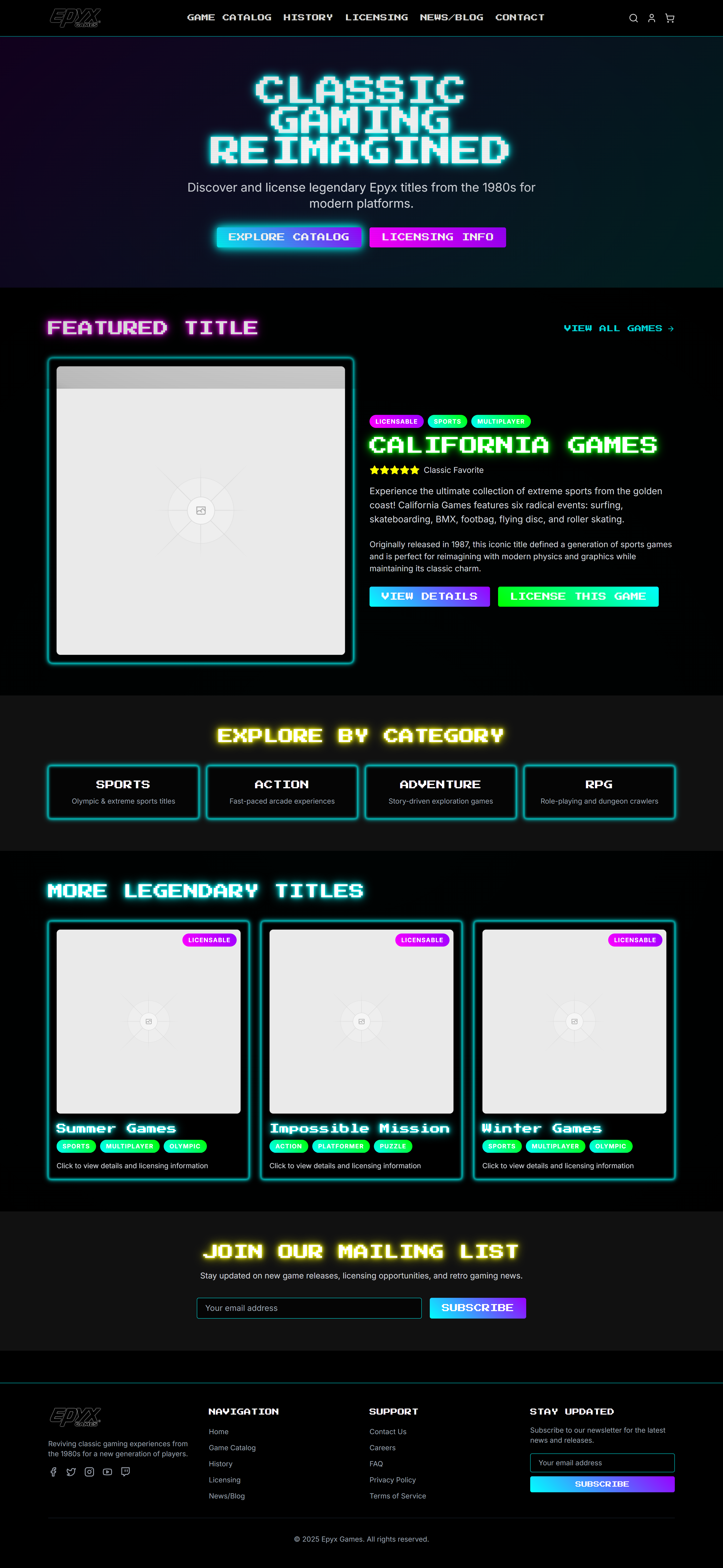 Retro Dark Themed Classic Gaming Website arcade dark dark theme gaming retro ui ux