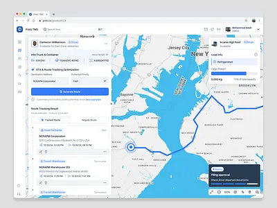 TMS Dashboard - Route Planner Page dashboard delivery management dispatch dashboard fleet management geo spatial ui location tracking log tech logistics dashboard route optimization route planner supply chain tech tms dashboard traffic visualization transportation management uidesign uxdesign vehicle tracking website