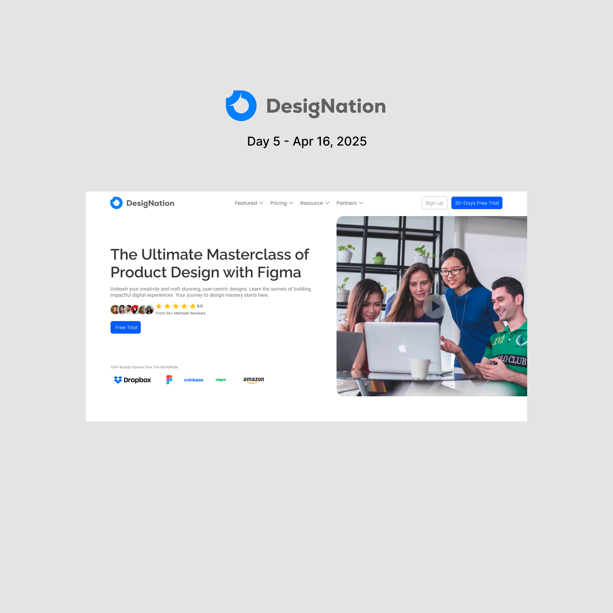 DesigNation - Course product design figma hero design landing page ui web design