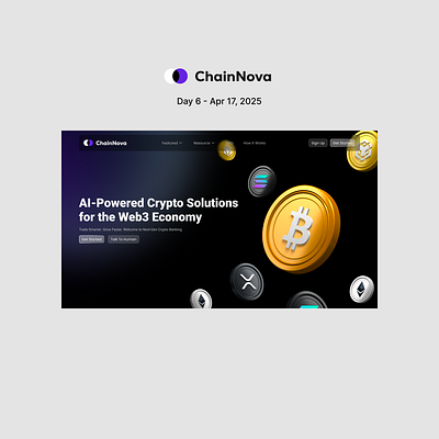 ChainNova - Fintech Cryptocurrency for web3 economy branding graphic design hero design ui uiux user interface web design