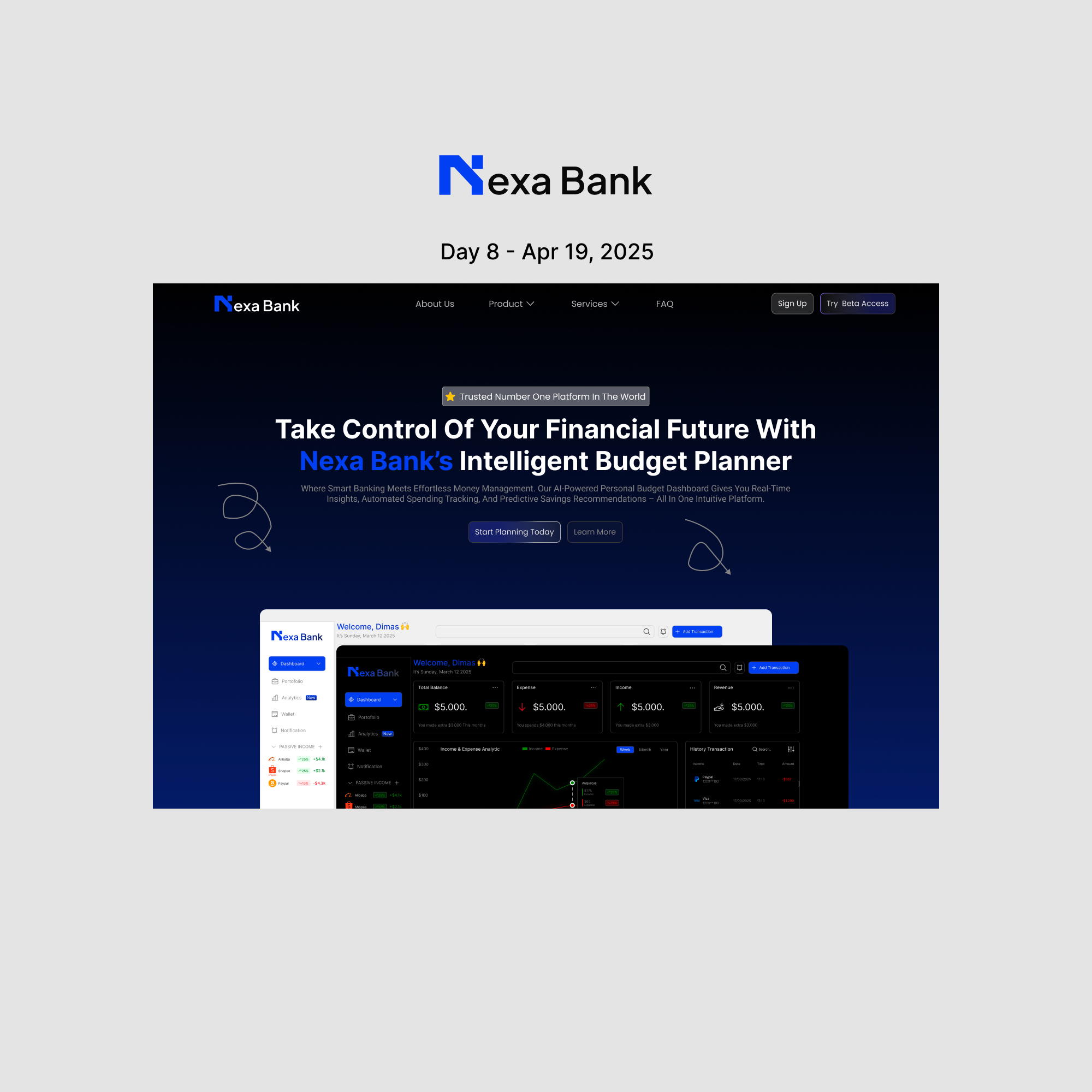 NexaBank - Personal Fintech Budget Planner hero web design ui web design