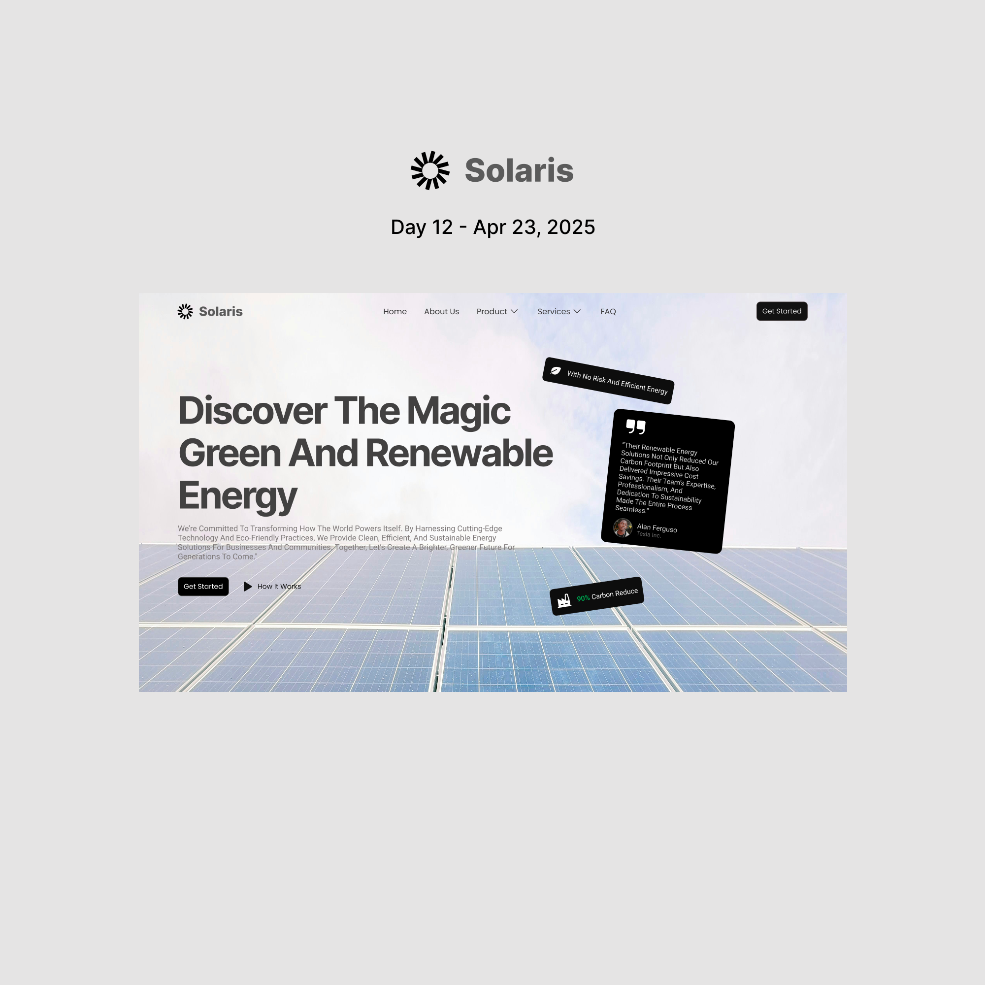 Solaris - Green Renewable Energy hero web design landing page ui uiux design web design