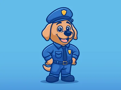 Happy Dog Police Officer – Cartoon Mascot animal branding cartoon character design digitalart illustration logo mascot