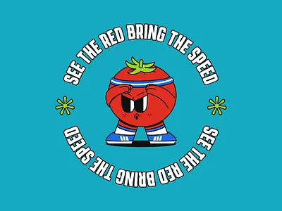 Sporty Tomato 🍅👟 blue branding cyan design fruit graphic design illustration logo lottie merchandise plant red retro running sneaker sport sticker tomato vector vegetable