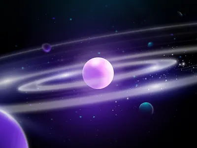 Futuristic Space Illustration – Glowing Purple Planet graphic design illustration