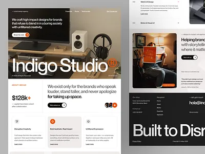 Indigo Studio® — Creative Design Agency Landing Page Website advertising agency bold clean company creative design digital graphic design homepage landing page marketing seo ui ux web website