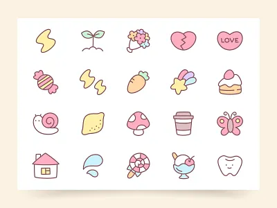 Collection of kawaii stickers 2d child children collection cute gentle icon illustration japanese kawaii kid kit pastel set sticker vector