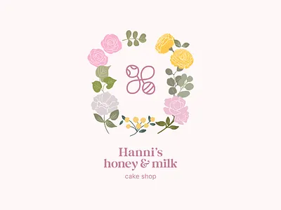 Hanni’s Honey and Milk bee branch branding cake cake shop color design dribbble flowers graphic design honey illustration letter h line logo logo bee logo line logotype milk wreath