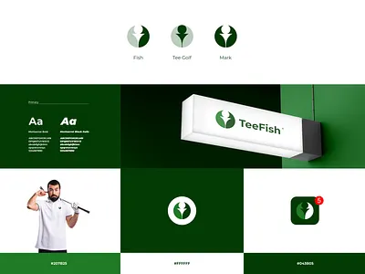 Logo Combination Tee Golf + Fish design graphic design icon initials logo logo logomark mark monogram logo