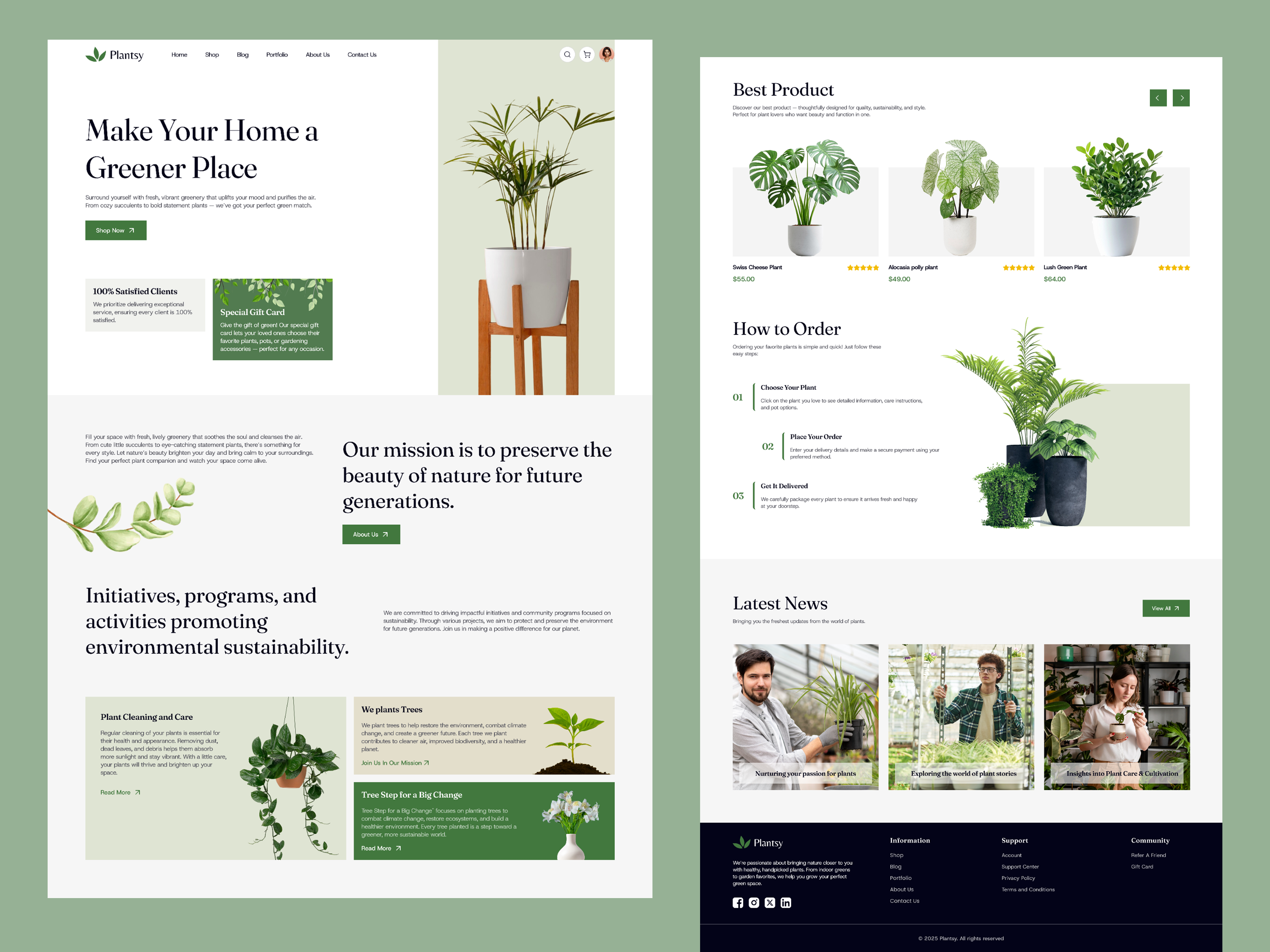 Plantsy - Plant Landing Page Design eco products environment garden green homepage landing page landing page design leaf nature plant plant care plant design plant landing page plant website plantsy product design tree web design website website design