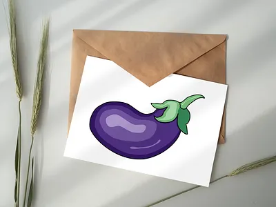 Purple Eggplant with Green Stem emoji style