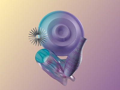 3D Render: The Gradient Dance 3d 3d abstract work 3d art work 3d design 3d model 3d render 3d visual fluid forms geometric geometric design gradient colouring graphic design lavender soft colors soft gradient background starburst shape