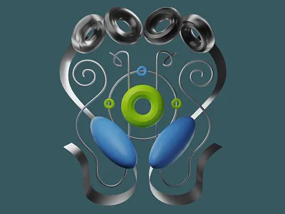 3D Render: Symmetrical Flow 3d 3d abstract art 3d art 3d art work 3d composition 3d design 3d symmetry abstract art blue creative creative art graphic design green metallic silver modern modern design ornamental symmetrical design symmetry