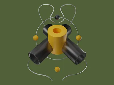 Orbital Mechanics- 3D Design 3d 3d abstract art 3d art 3d artwork 3d cylinder 3d design 3d shapes 3d spheres 3d symmeetry clean creative cylindrical forms design geometric graphic design green background modern symmetrical design symmetry