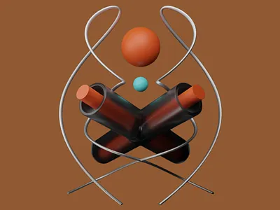 3D Model: Geometric Cage 3d 3d art 3d art work 3d composition 3d cylinder 3d design 3d rendering 3d sphere clean cylindrical forms geometric shapes graphic design minimalist minimalistic design modern orange sphere surreal symmetry