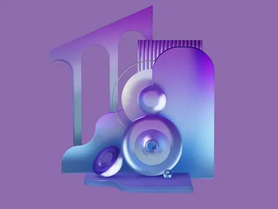 Crystal Architecture - 3D Model 3d 3d art 3d art work 3d composition 3d design 3d model 3d render 3d rendering 3d shapes clean colorful creative crystal cylindrical forms geometric geometric forms gradient gradient colouring purple sphere