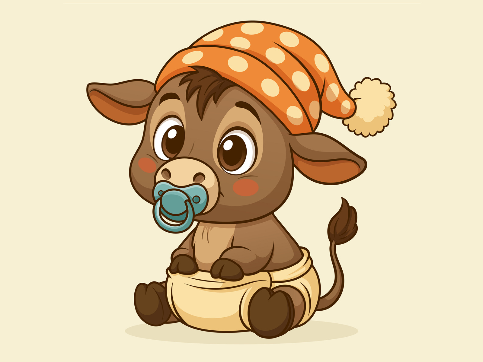 Example of Cute Baby Cow Cartoon Design