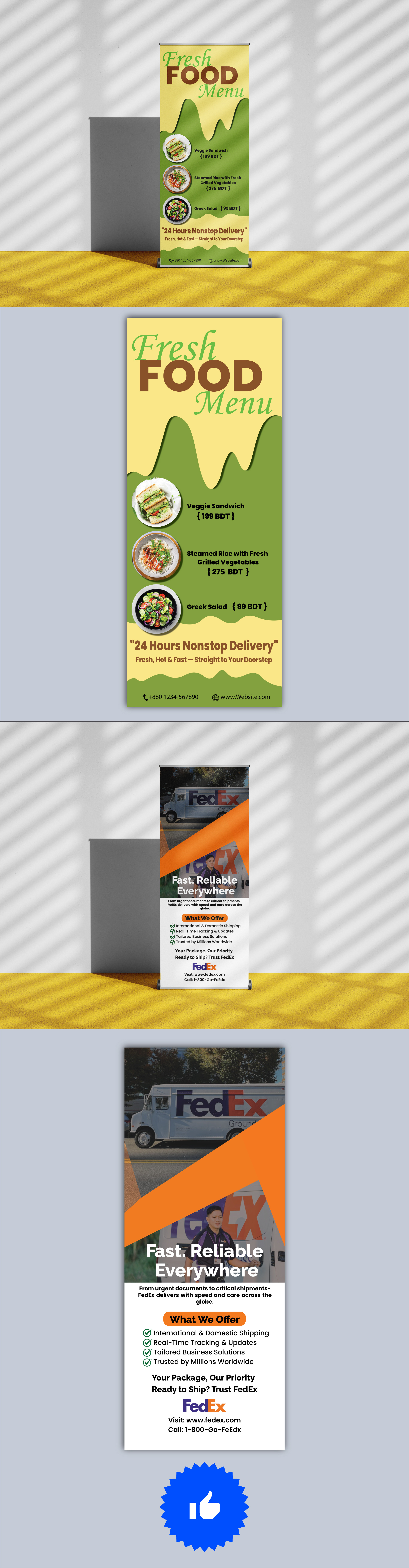 roll-up banner design banner design delivery service design food banner graphic design logistic banner restaurant design roll up banner