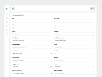 Add Teacher/Staff Form - SIMAN cleandesign cleanui design siman ui uidesign