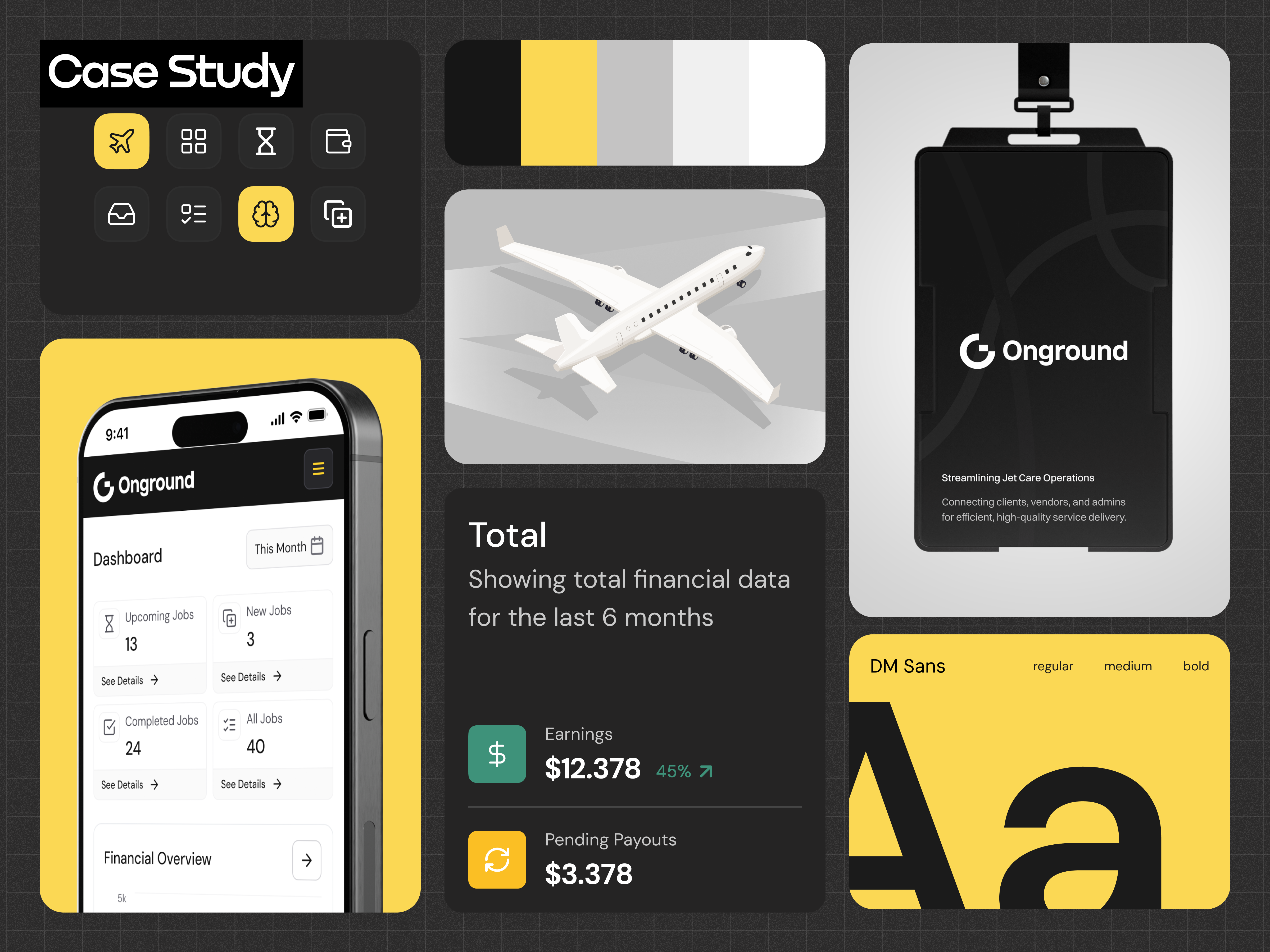 Onground - Private Jet Cleaning Platform admin booking dashboard design light theme mobile mobile app order tracking scheduling service platform ui ux vendor management web website