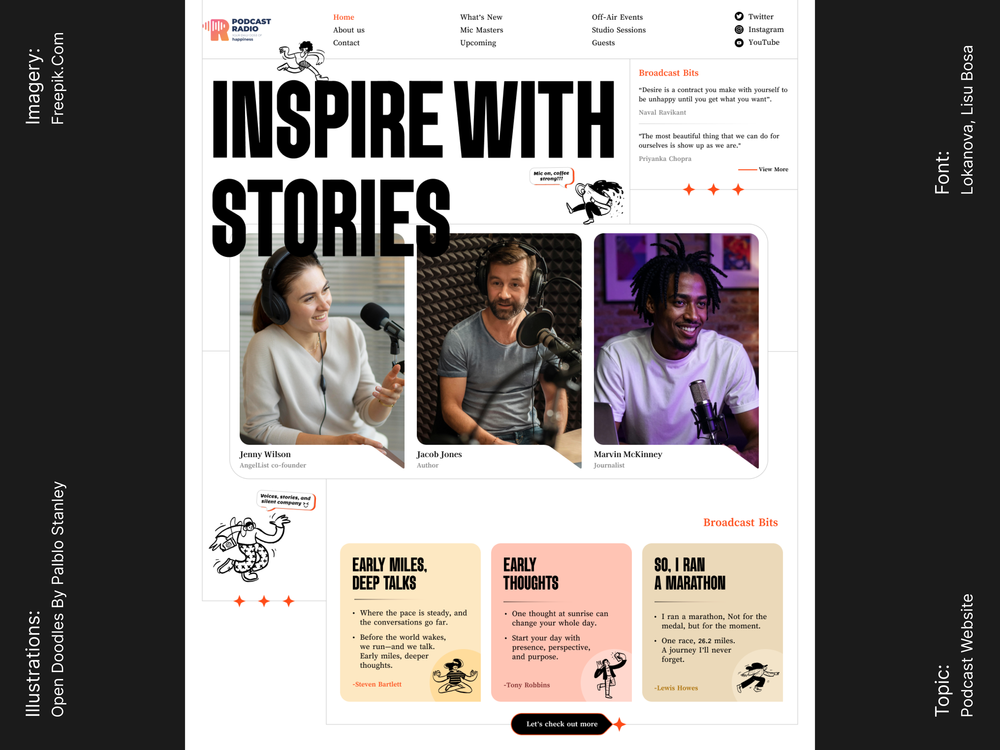 Podcast Radio – Inspire with Stories boldtypography cleanui creativedirection creativewebsite designinspiration digitalstorytelling figmadesign illustration interactiondesign landingpage minimaldesign modernui podcastapp podcastui podcastwebsite storytelling uishowcase uxdesign visualstorytelling webdesign